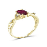 Jewelersclub Ruby Ring Birthstone nakit - 1. Karat ruby ​​14k zlatni nakit od srebrnog prstena s bijelim dijamantnim naglaskom -