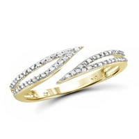 Bijeli dijamantni naglasak 14kt zlato preko srebrnog otvorenog prstena