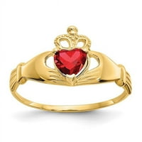 Primordijalno zlato, karatno žuto zlato, kubični cirkonij, siječanjski rođeni kamen, prsten u obliku srca.