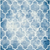 Prostirka od vune u blijedoj geometrijskoj boji Plava slonovača kvadrat 7' 7'