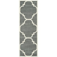 Geometrijski tepih od vune s četiri lista, Tamno siva slonovača, 2 '3 5'