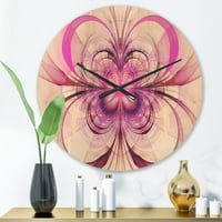 DesignArt 'Fraktalni uzorak purpurnog cvijeća' Moderni drveni zidni sat