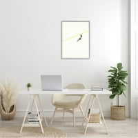 Stupell Industries Moderna Zipline Osoba minimalni dizajn žute linije Framed Wall Art, 30, Dizajn Cassia Beck