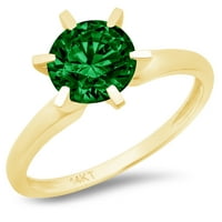 Zeleni simulirani Smaragd okruglog reza od 1,5 karata, graviranje žutog zlata od 14 karata, vjenčani prsten za pasijans, Veličina