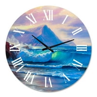 DesignArt 'plavi valovi koji se razbijaju na plaži I' nautički i obalni zidni sat