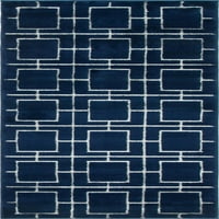 Moderni geometrijski tepih od 2' 6'u srebrno plavoj boji