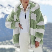 Topli modni zimski kaput s kapuljačom s patentnim zatvaračem dugih rukava za žene, zelena Veličina 3 inča