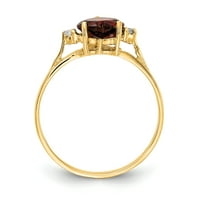 Prsten od žutog zlata u obliku srca s karatnim granatom i dijamantom