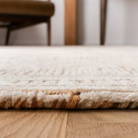 Apstraktni tepih od vune u geometrijskom uzorku od Bjelokosti, hrđa, 2 '3 14'