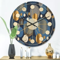 DesignArt 'kružni apstraktni retro uzorak geometrijski xi' srednji stoljeće moderni zidni sat